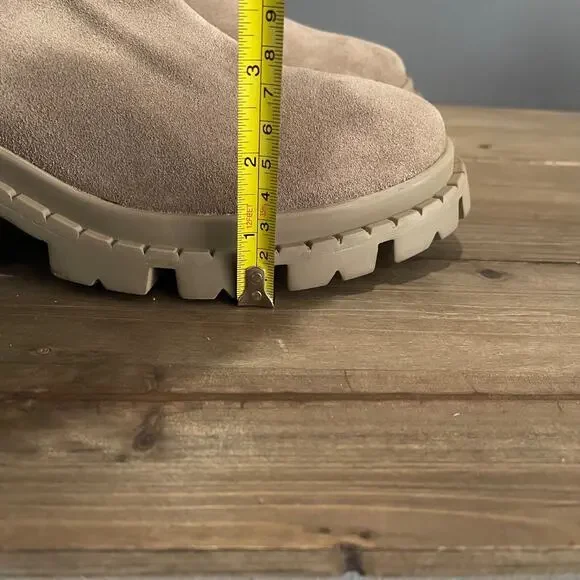 Steve Madden Women's Zappa Lug Sole Boots Size 11 Suede Mushroom Beige Ribbed - Picture 13 of 16